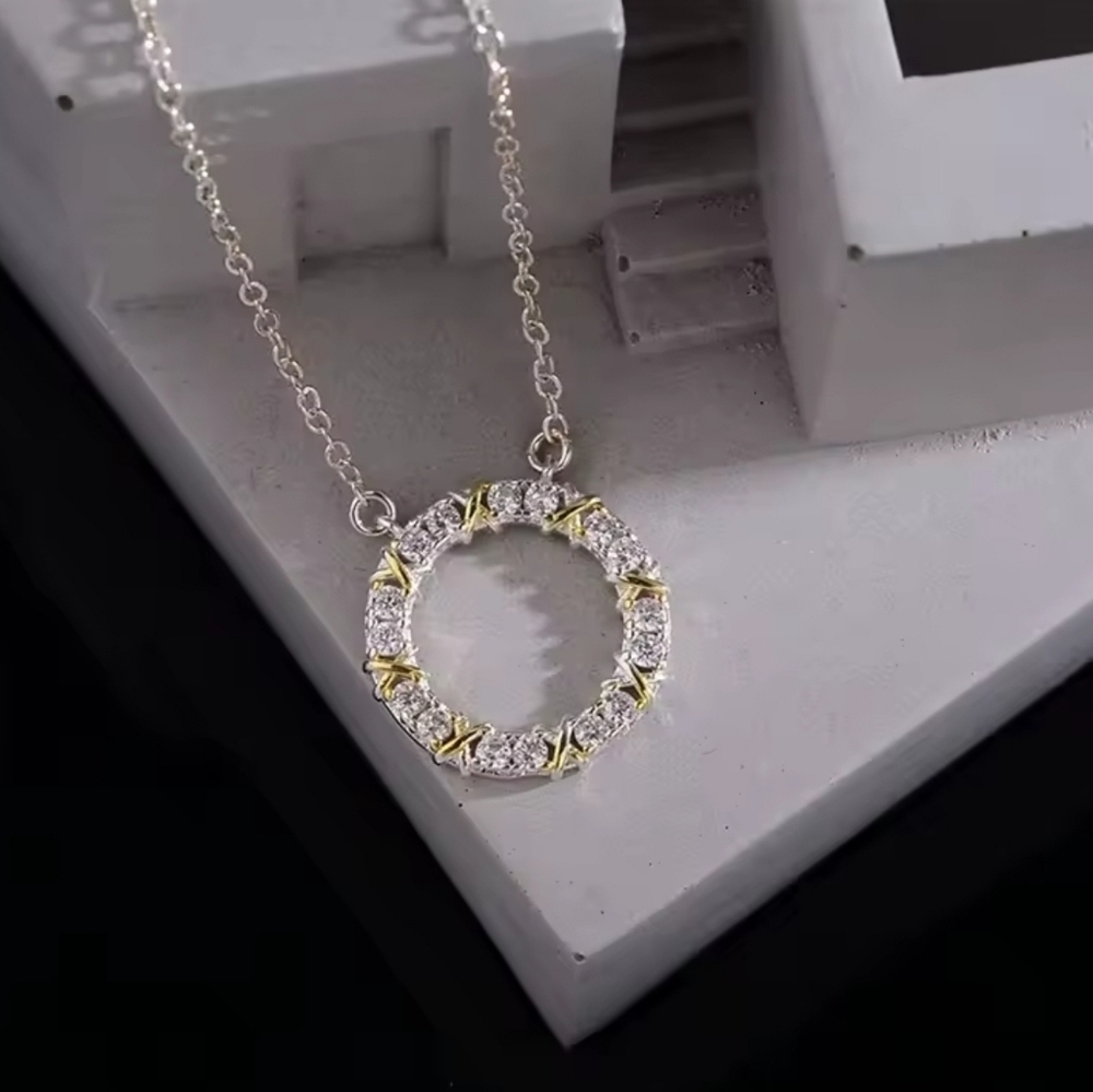 Elegant Silver and Gold Circle Pendant Necklace